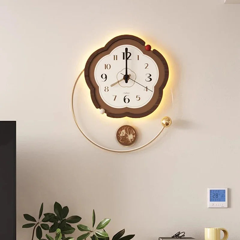 LED Lights Vintage Wall Clocks Pendulum Modern Living Room Wall Clock Pendulum Creative Brief Watch Stylish Art Watches Design